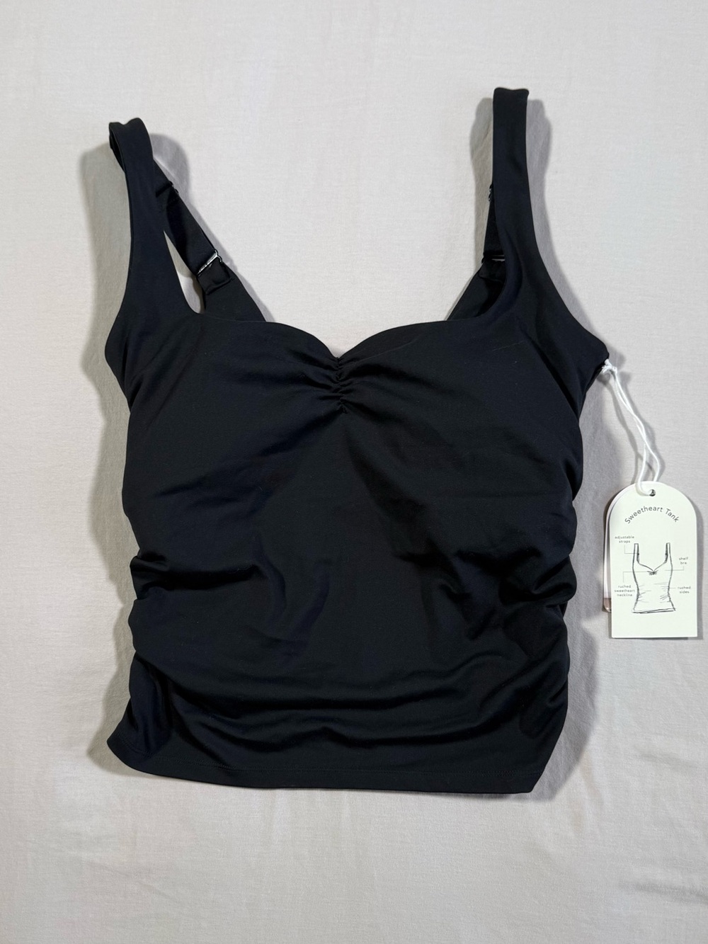 Sweetheart Tank - Black Ruched Women's Tank Top